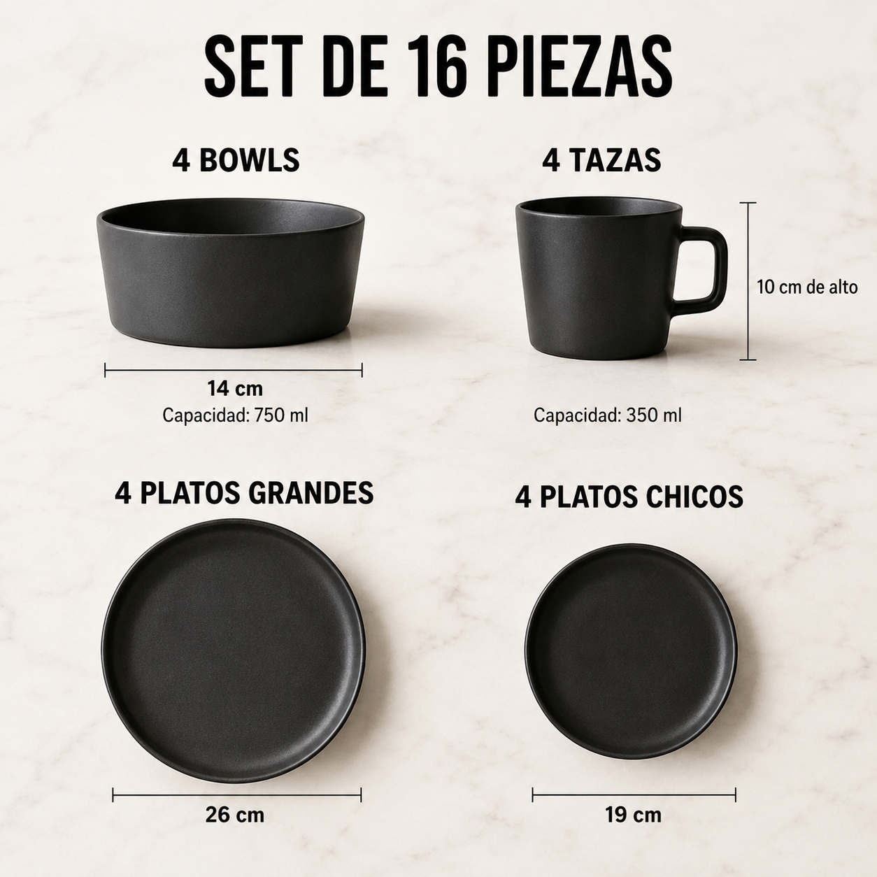 Set de vajilla 16 lisa piezas