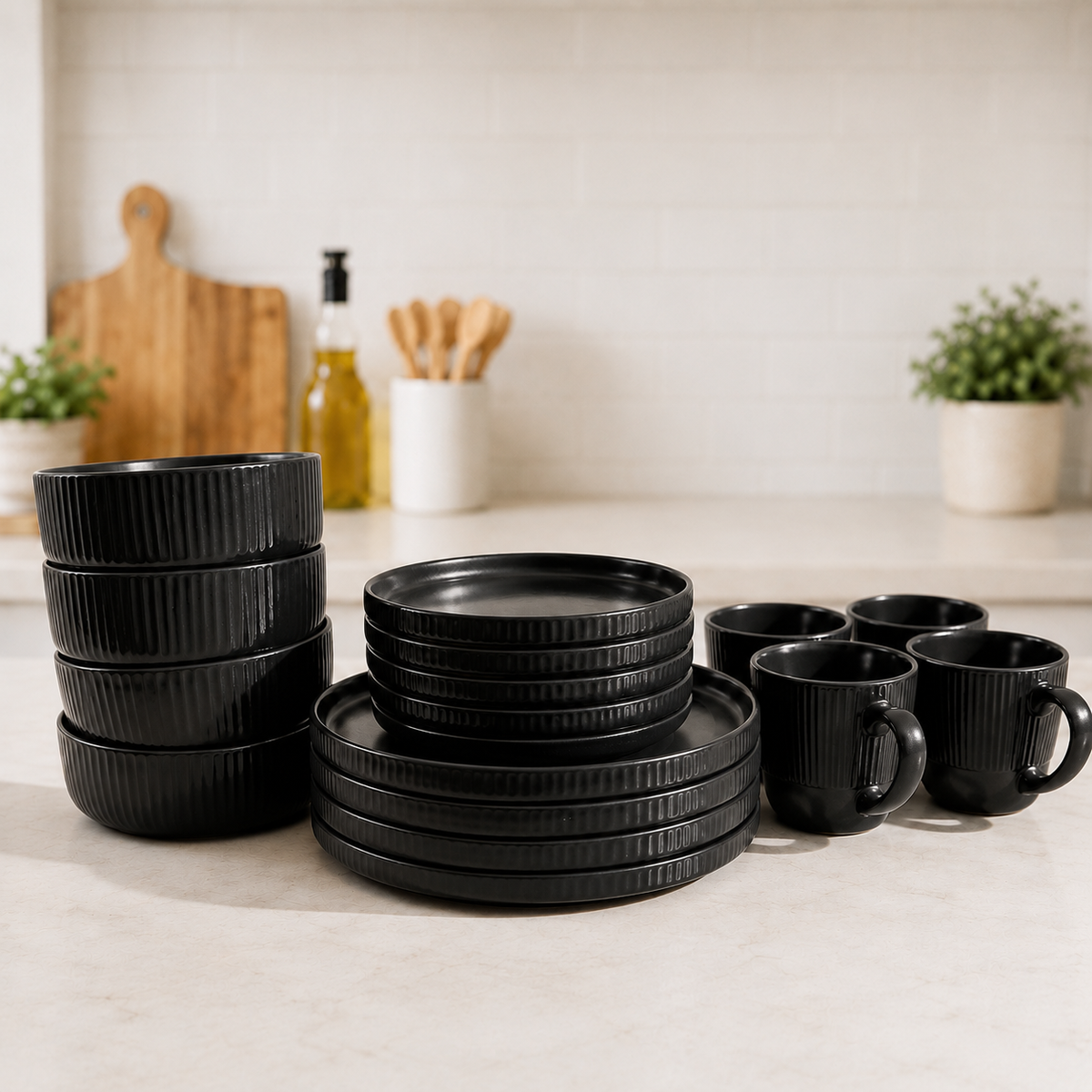 Set de vajilla texturada 16 piezas